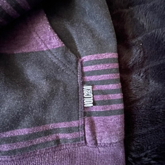 Vintage 2000 Volcom Sherpa-Lined Zip-Up Hoodie – Men’s 🖤💜 - Picture 4 of 4